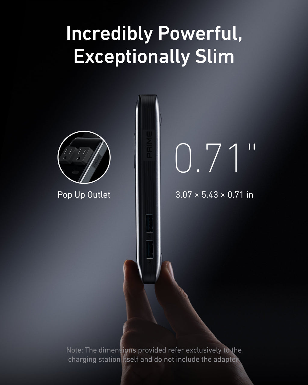 Anker charging station with pop-up outlet for slim profile