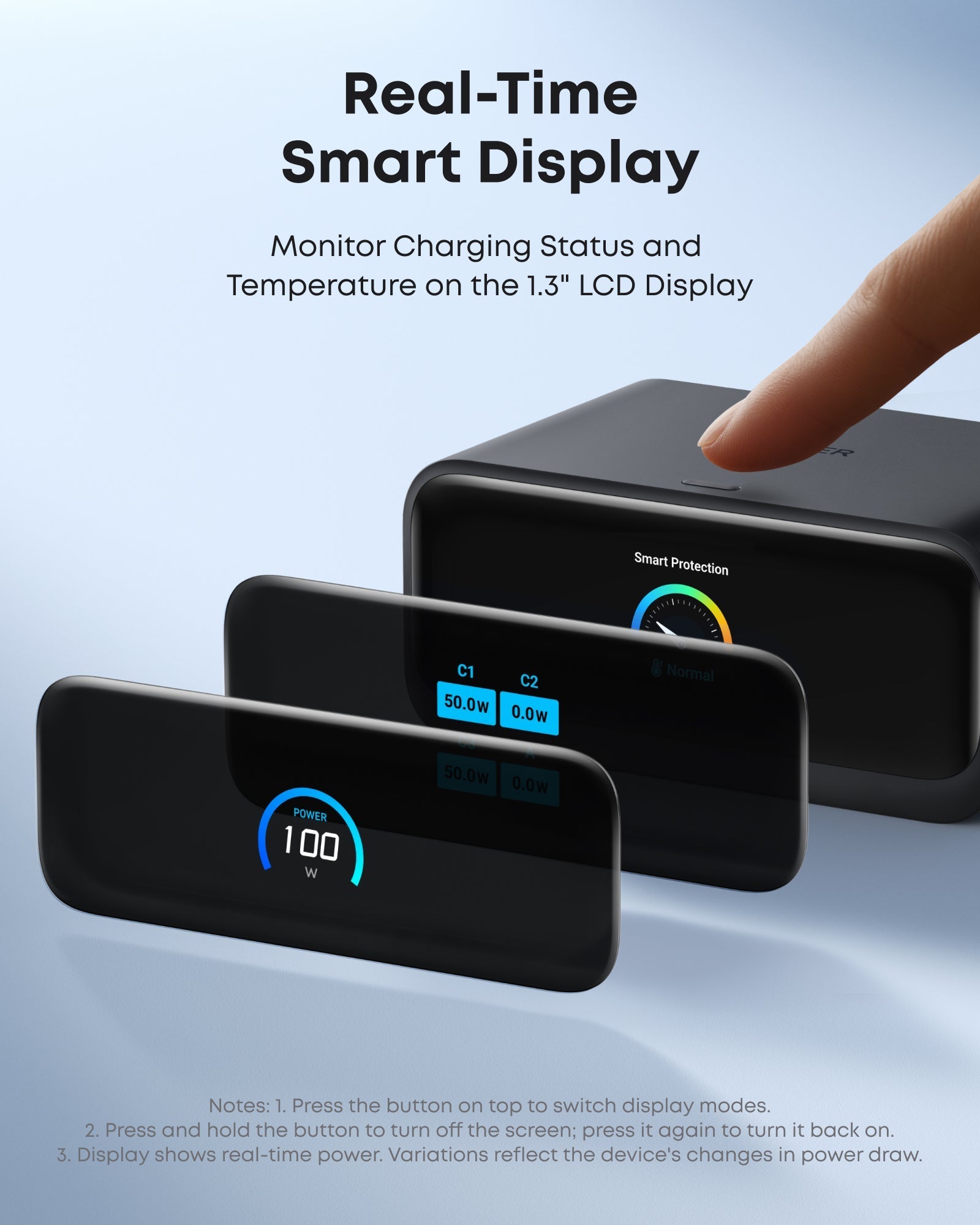 Anker LCD smart display for charging and temperature monitoring