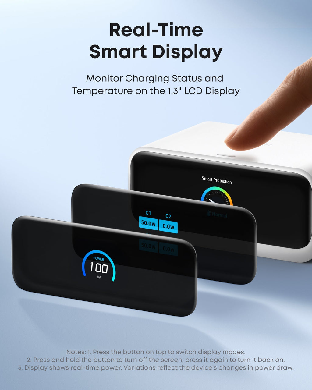 Anker with real-time smart display for power and temperature