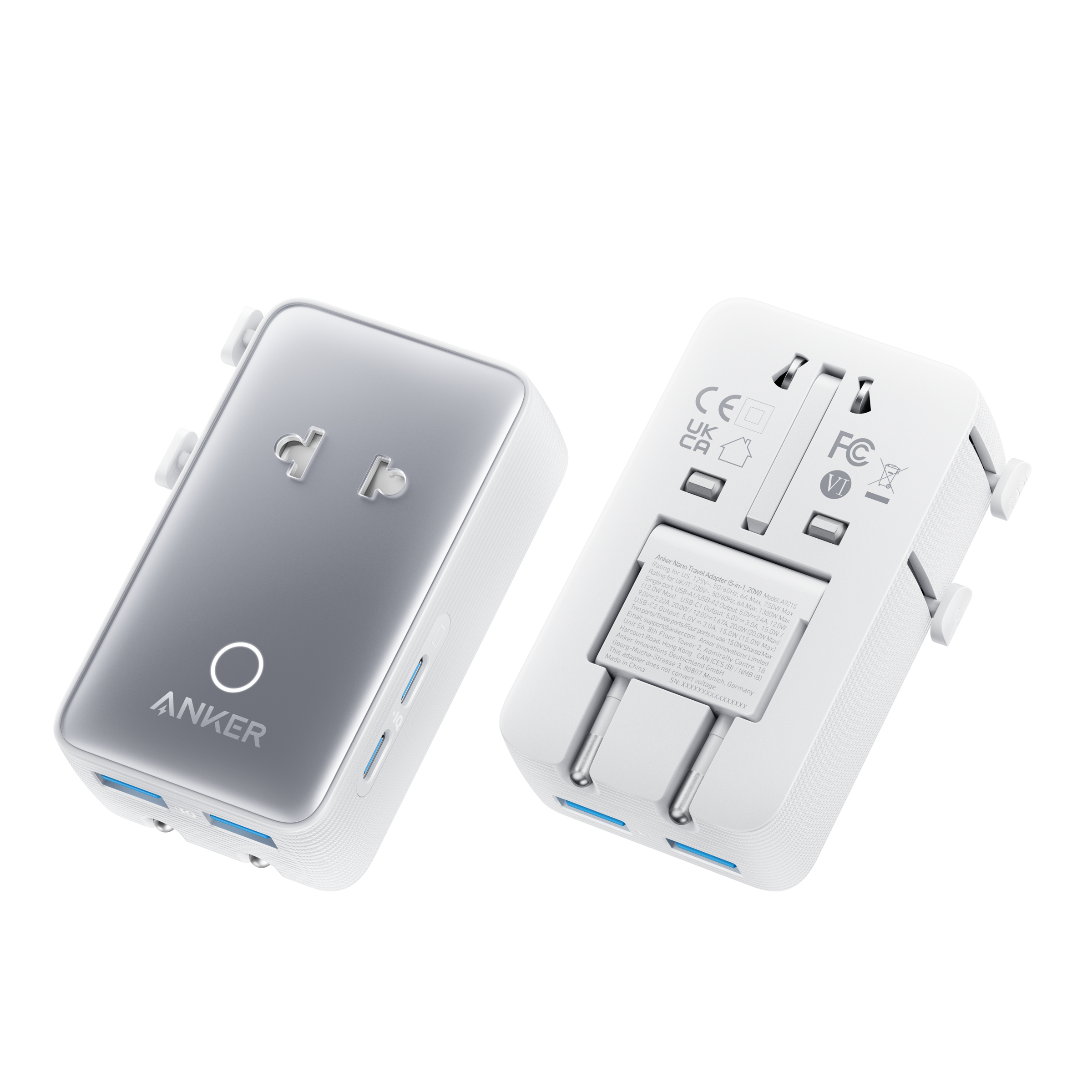 Nano Travel Adapter (5-in-1, 20W, 1-Pack)