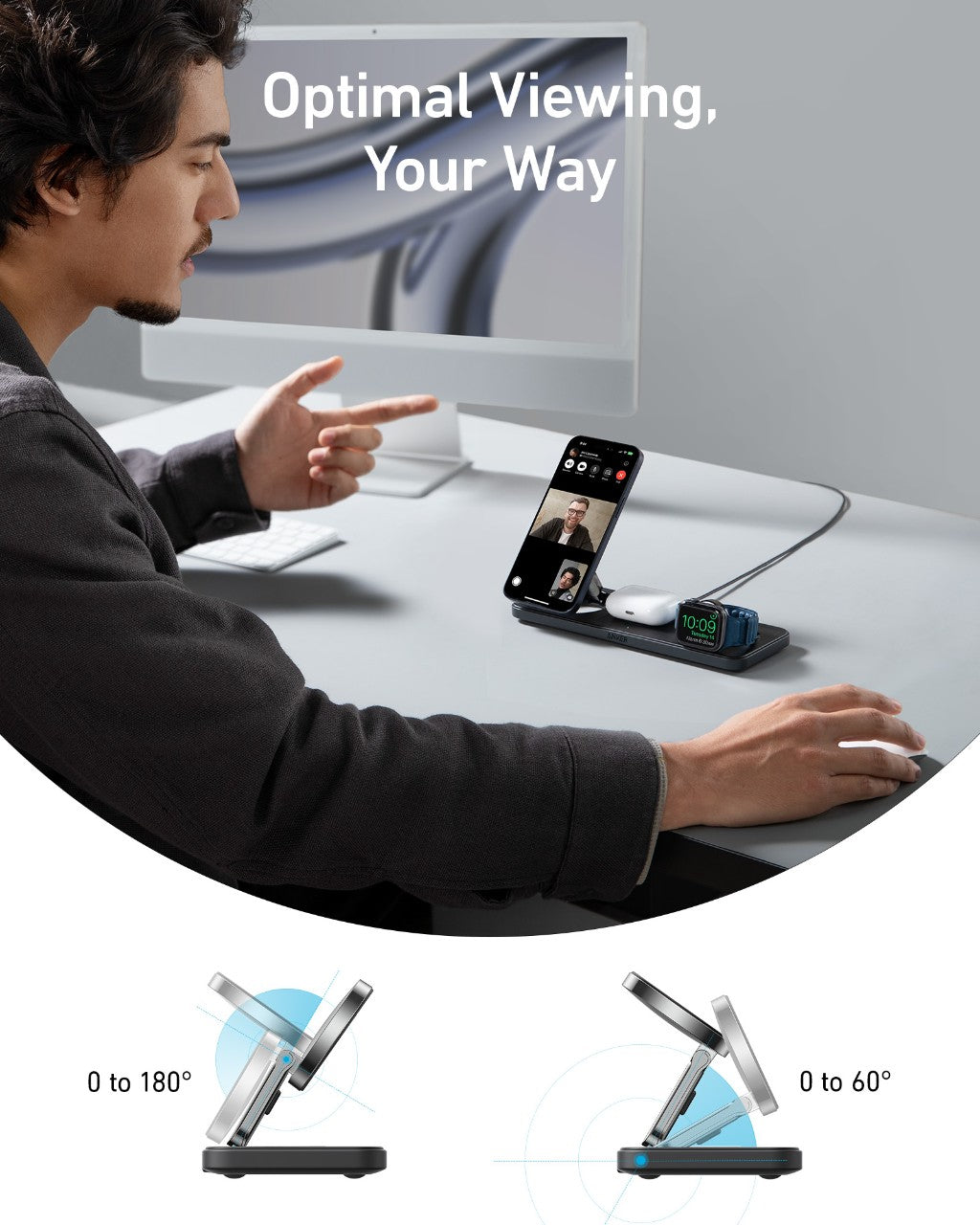 Refurbished Anker MagGo Wireless Charging Station (3-in-1 Pad)