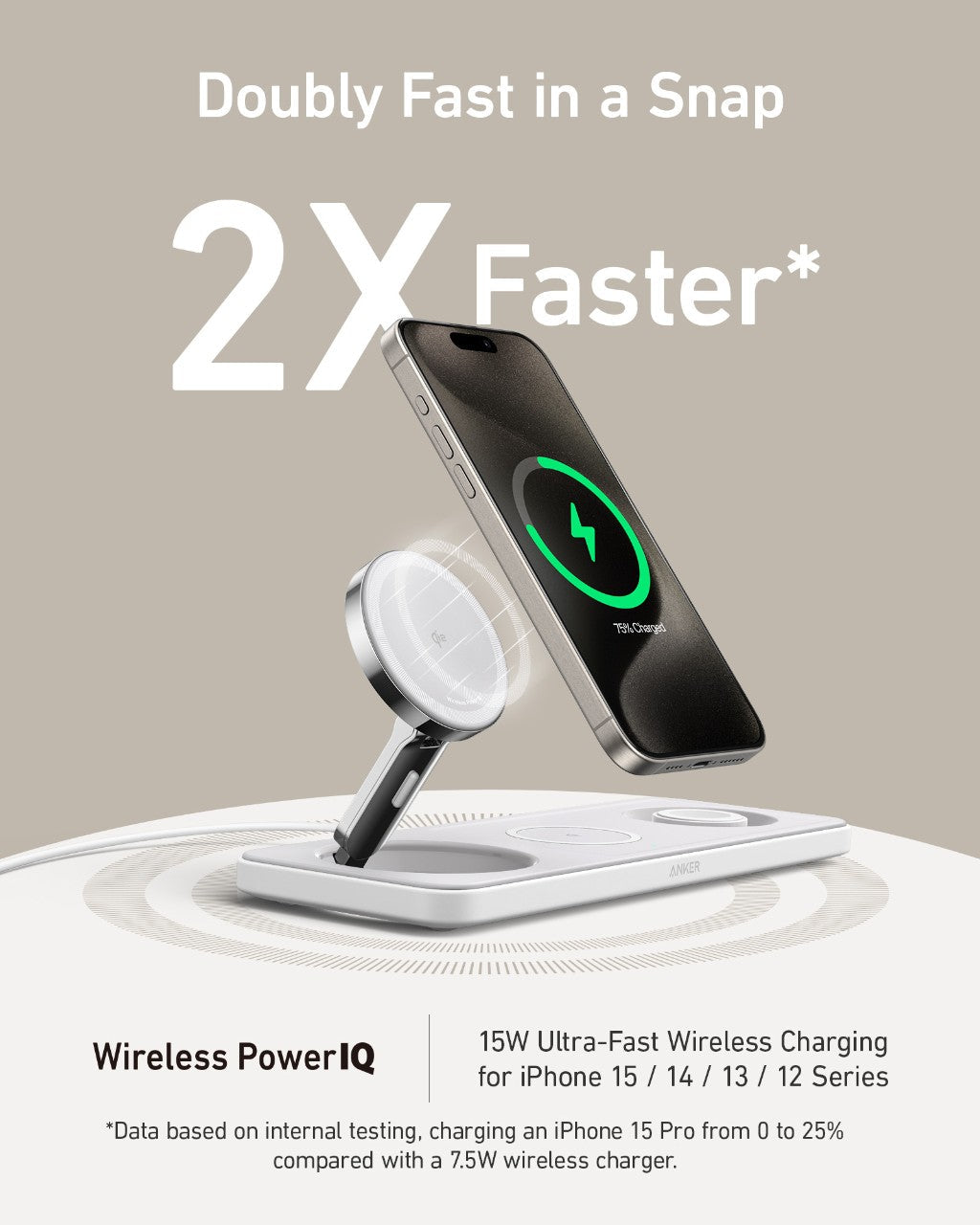 Refurbished Anker MagGo Wireless Charging Station (3-in-1 Pad)