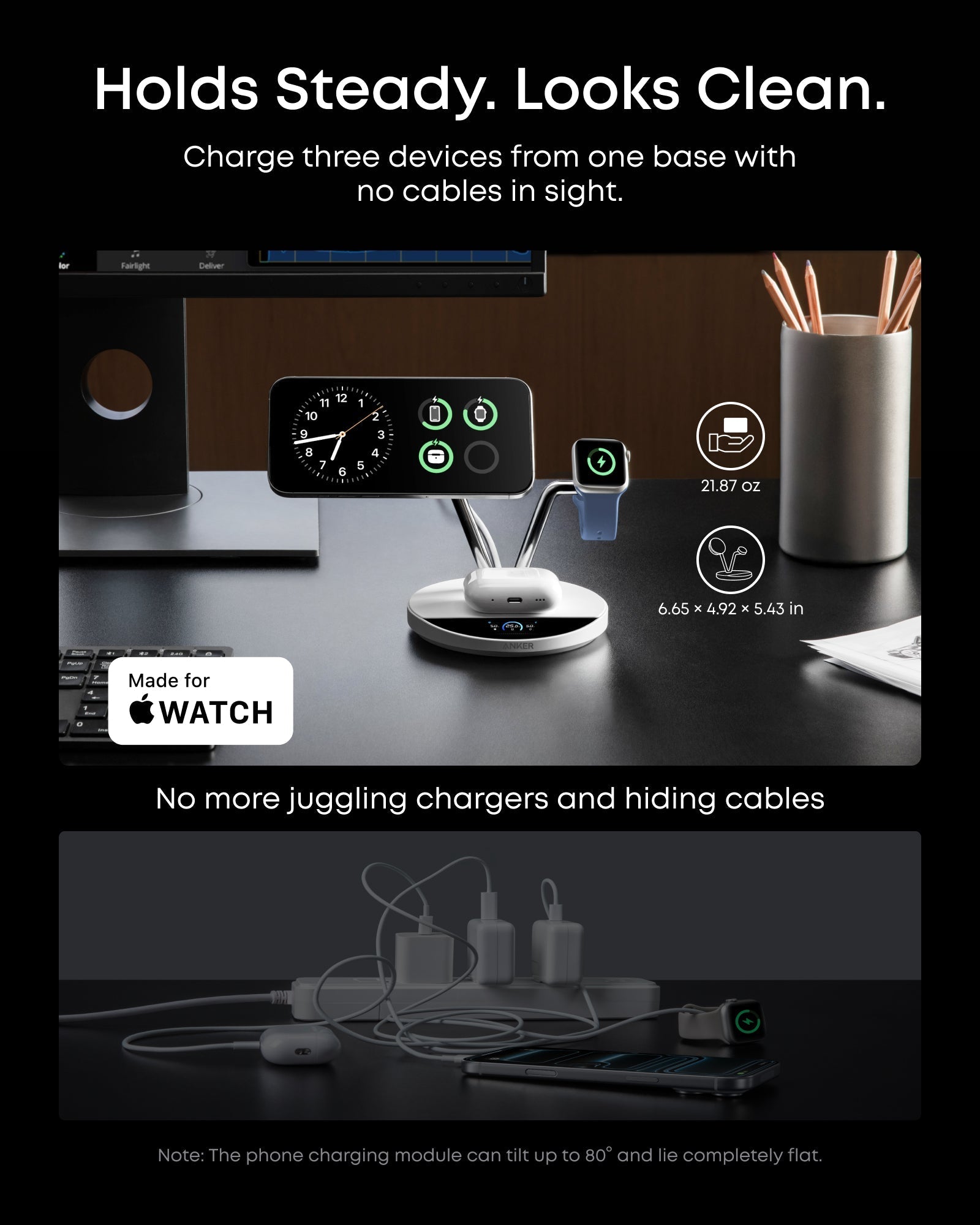 Anker Prime Wireless Charging Station (3-in-1, MagGo, AirCool, Dock Stand)
