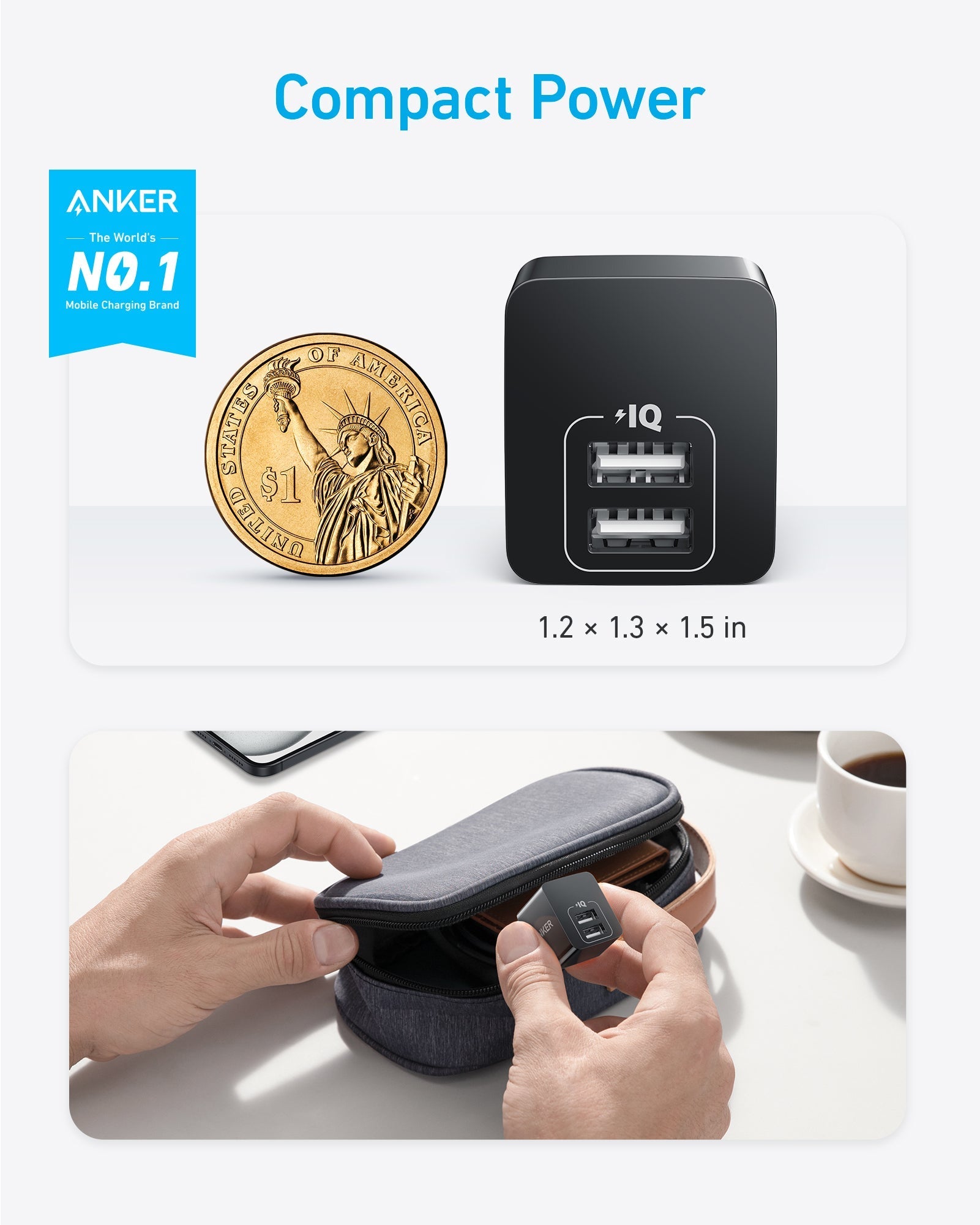 Anker compact charger with coin for portable power