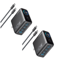 2-Pack Laptop Charger (140W, 4-Port, PD 3.1) with 2-Pack USB-C Cable