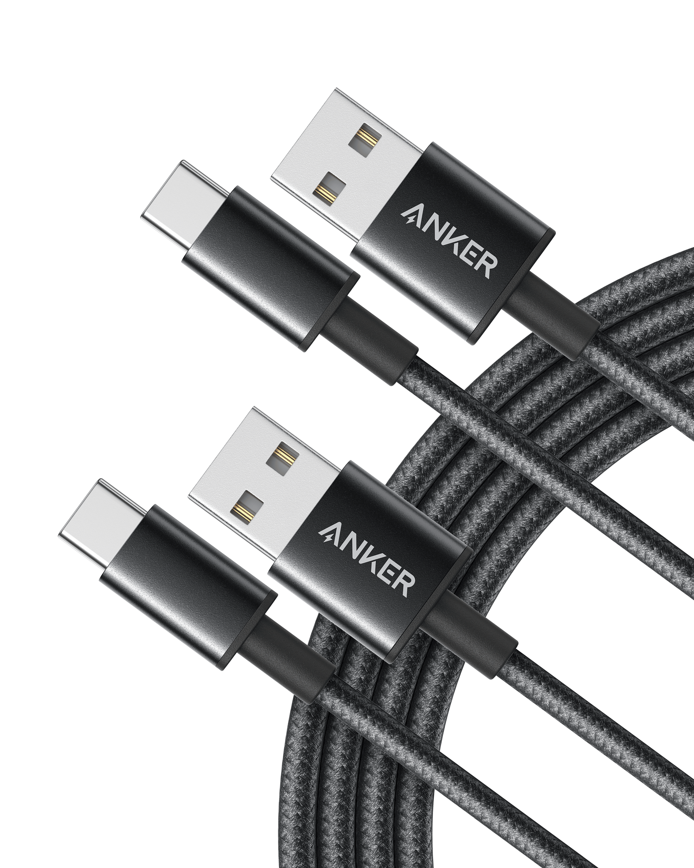 Premium Nylon USB-C to USB-A Cable (2-Pack)