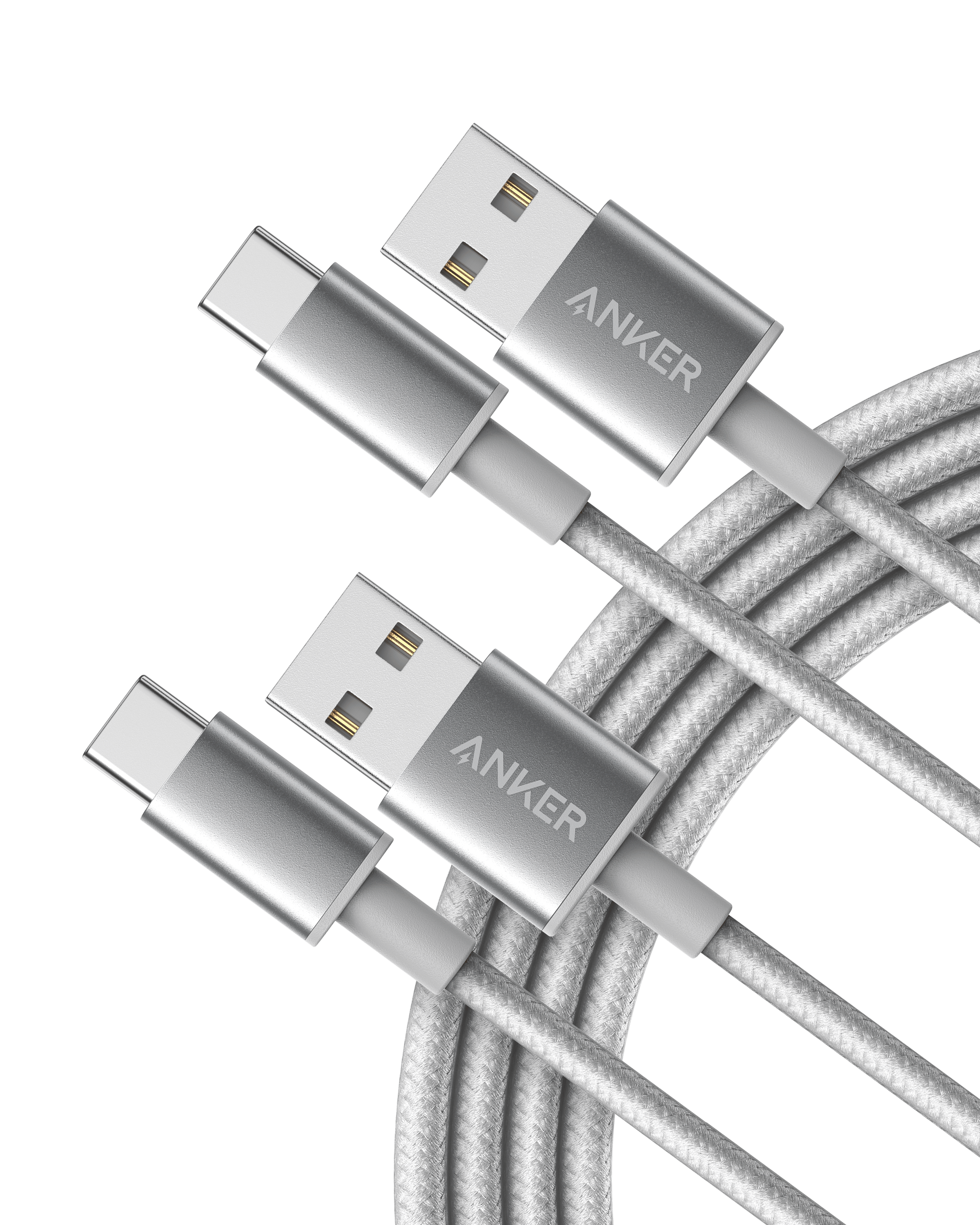 Premium Nylon USB-C to USB-A Cable (2-Pack)