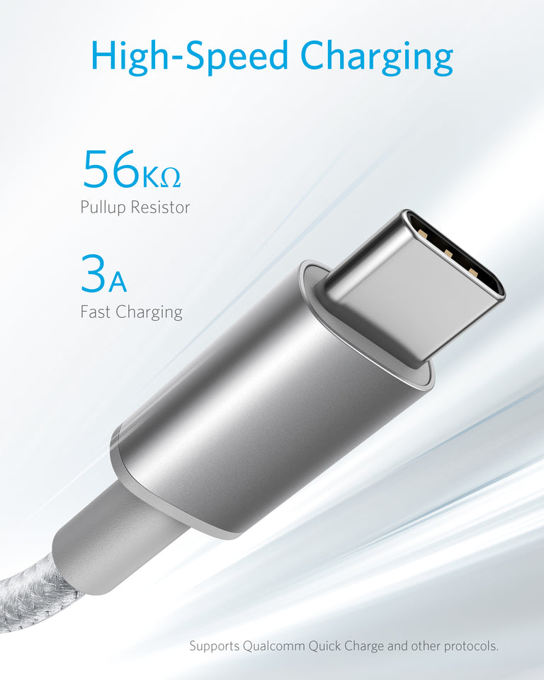 Anker USB-C cable with 56kΩ resistor for high-speed charging