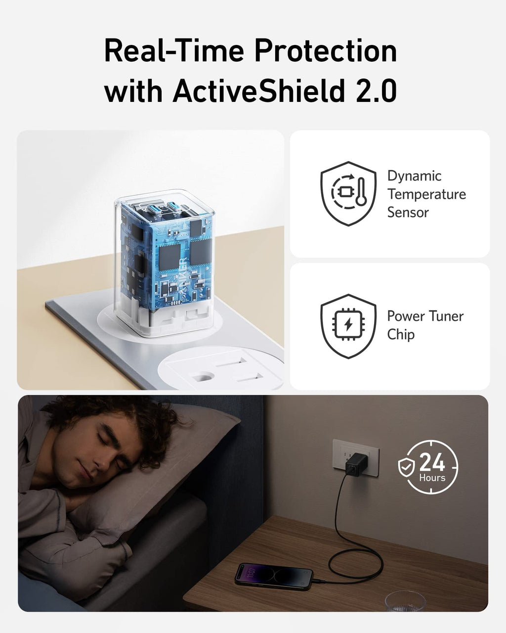 Anker protection with ActiveShield 2.0 for overnight charging