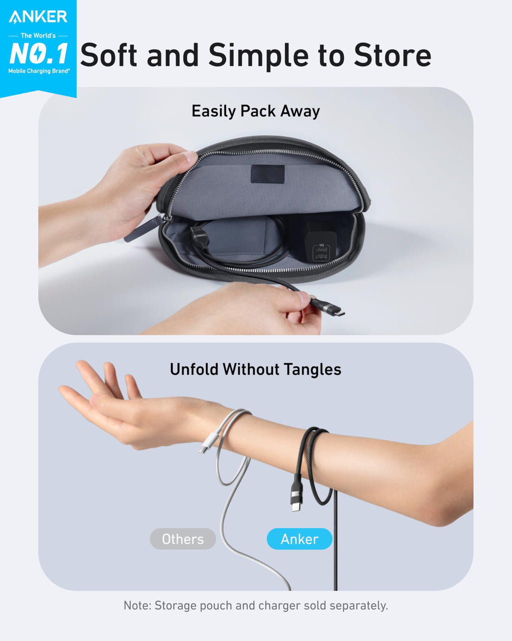 Anker cable for easy storage with tangle-free Keyword
