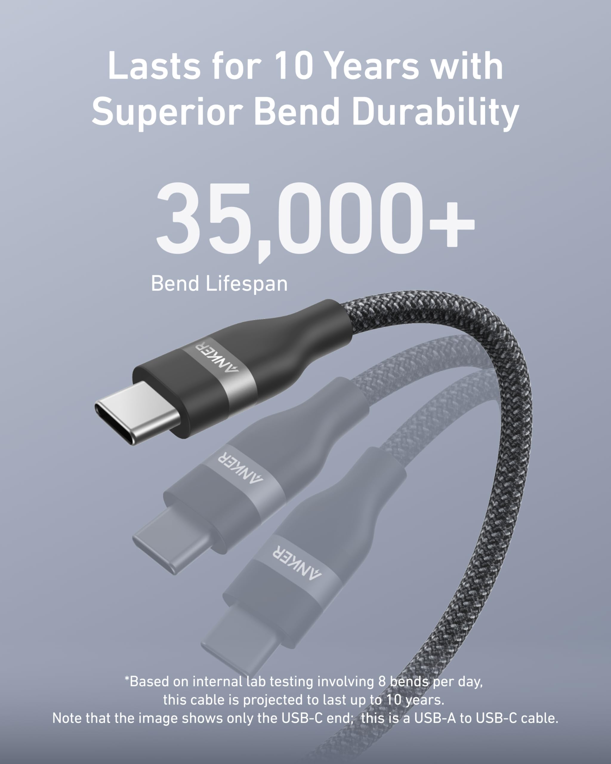 Anker USB-C cable with superior bend durability for Keyword