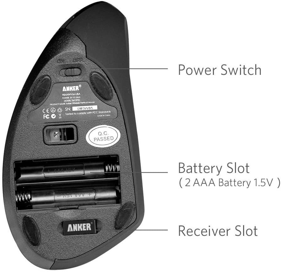 Refurbished Anker 2.4G Wireless Vertical Ergonomic Optical Mouse