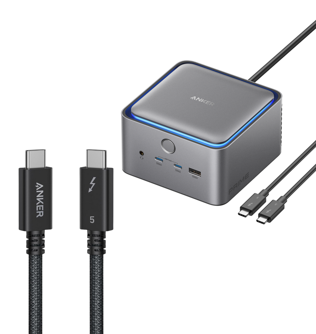 Prime TB5 Docking Station (14-in-1, 8K, Thunderbolt 5) and Thunderbolt 5 Cable (3.3 ft, 80Gbps, 240W)