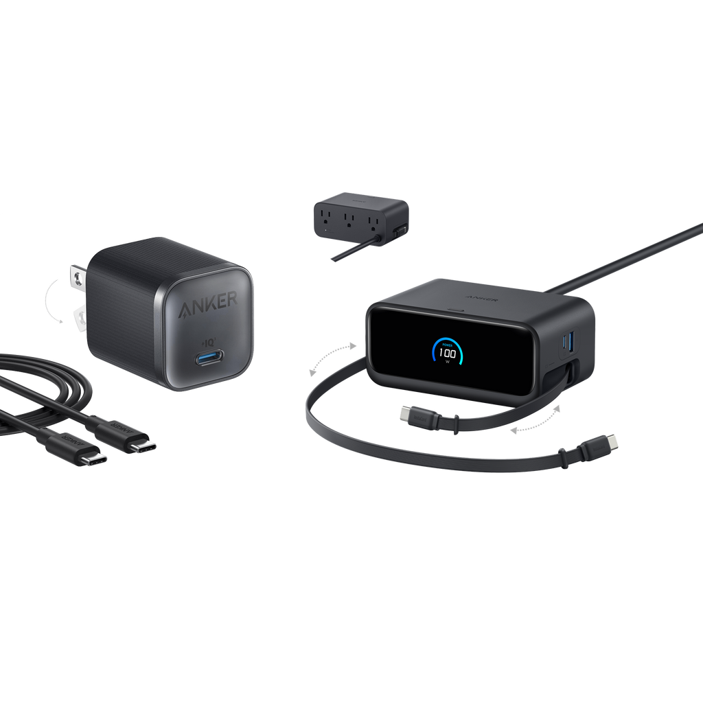Nano Charging Station (7-in-1, 100W) and Nano Charger (45W) with Cable