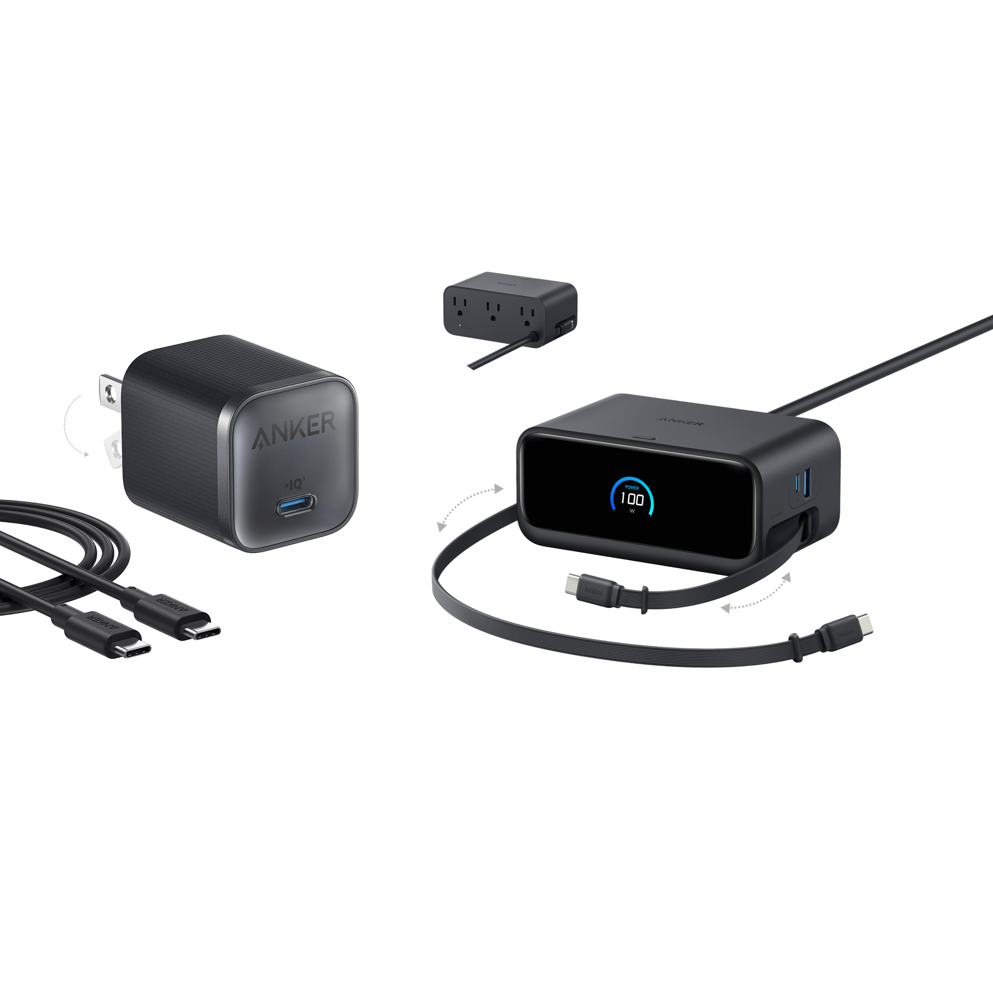 Nano Charging Station (7-in-1, 100W) and Nano Charger (45W) with Cable
