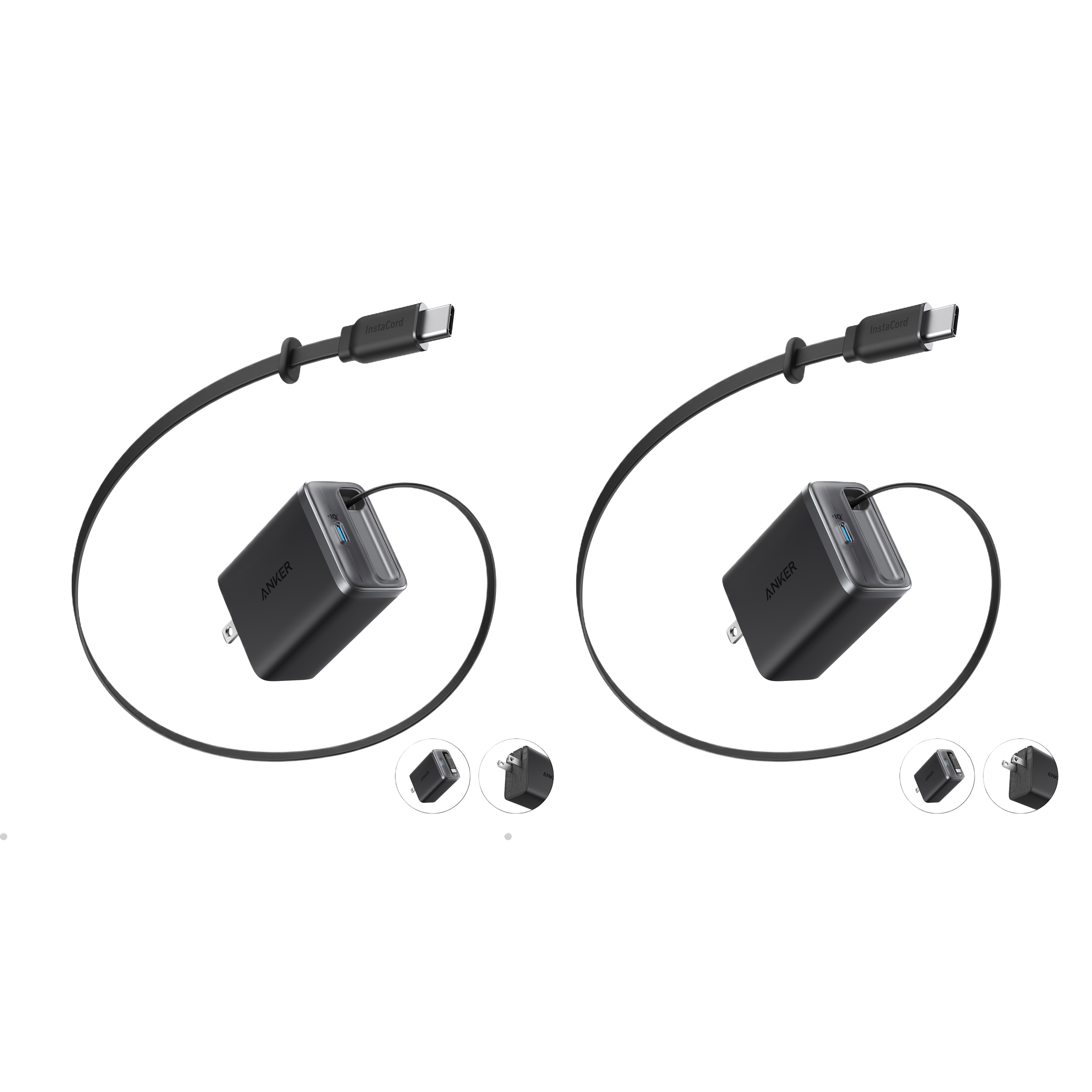 Nano Charger (35W, Built-In Retractable USB-C Cable) —2- Pack