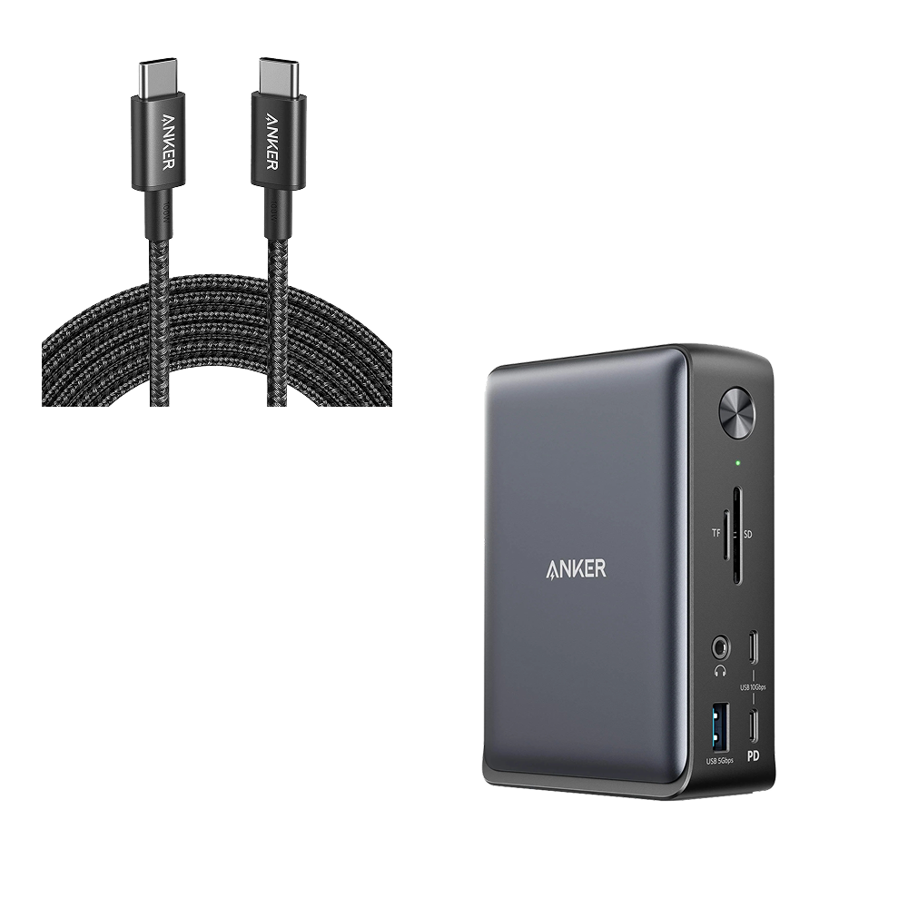 575 USB-C Docking Station (13-in-1) and New Nylon USB-C to USB-C 100W Cable (10 ft)