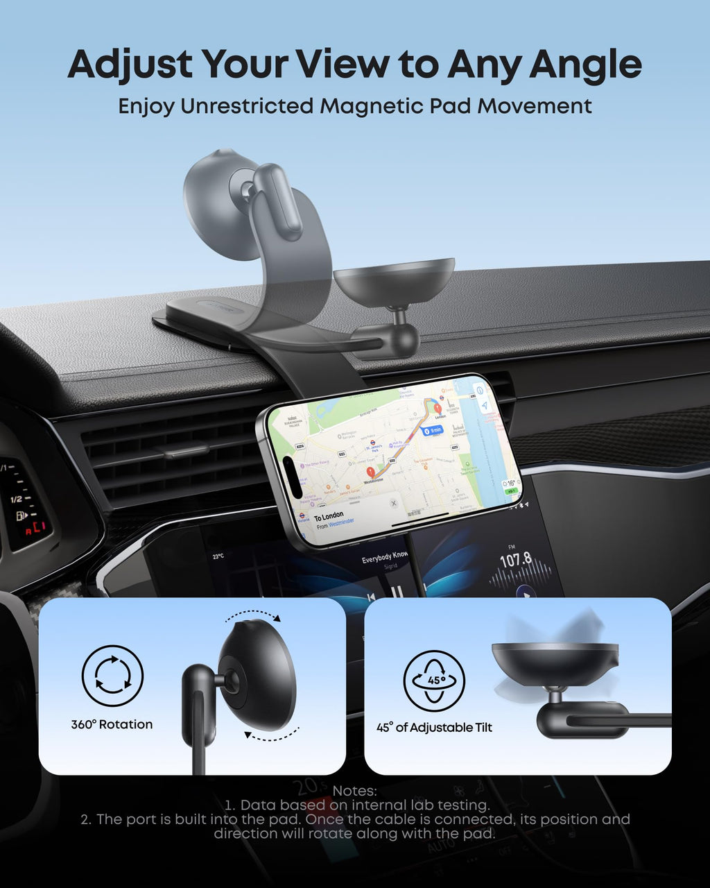 Anker flexible mount for Keyword with adjustable angle for easy viewing