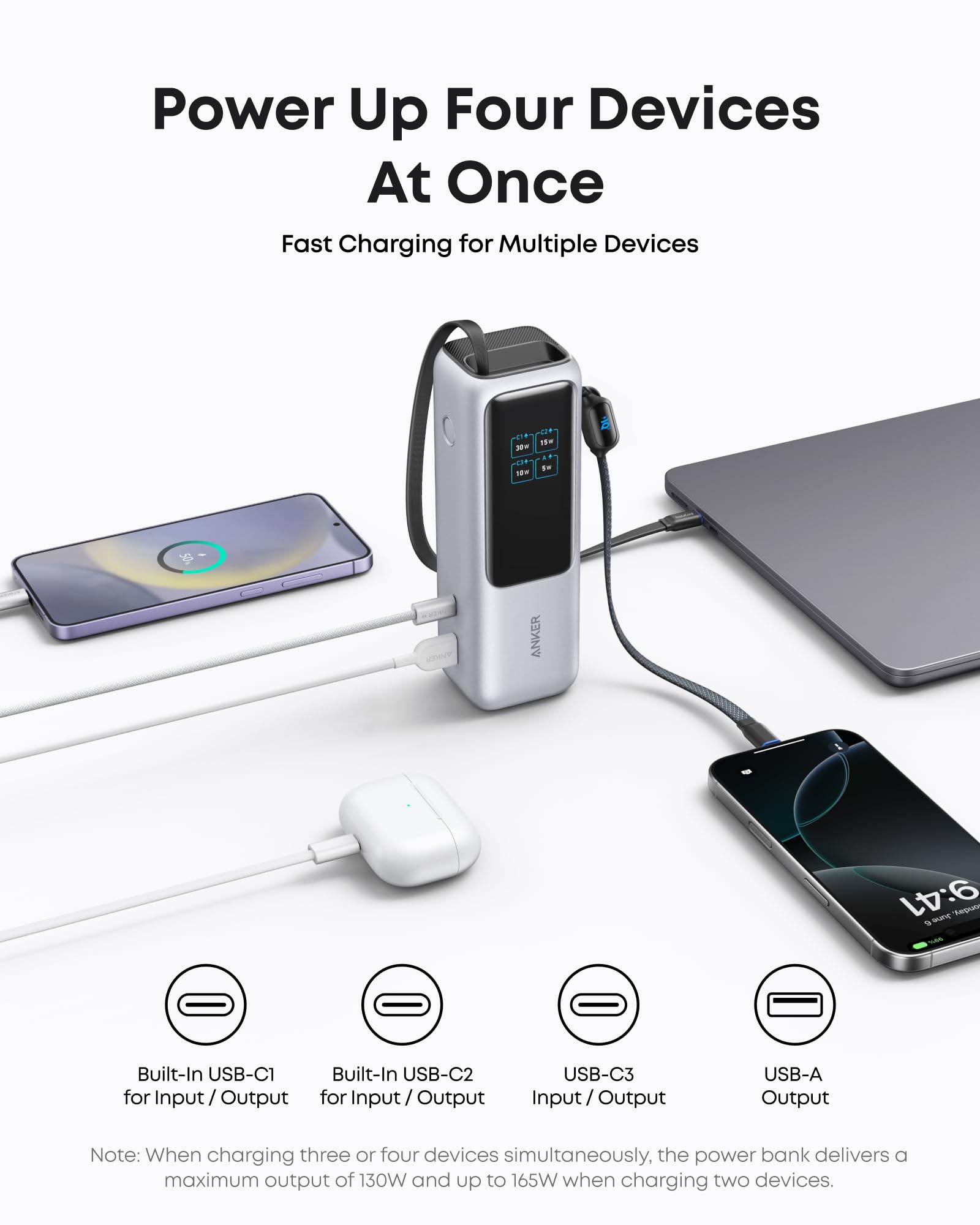 Anker Laptop Power Bank (25K, 165W, Built-In and Retractable Cables) | Customizable