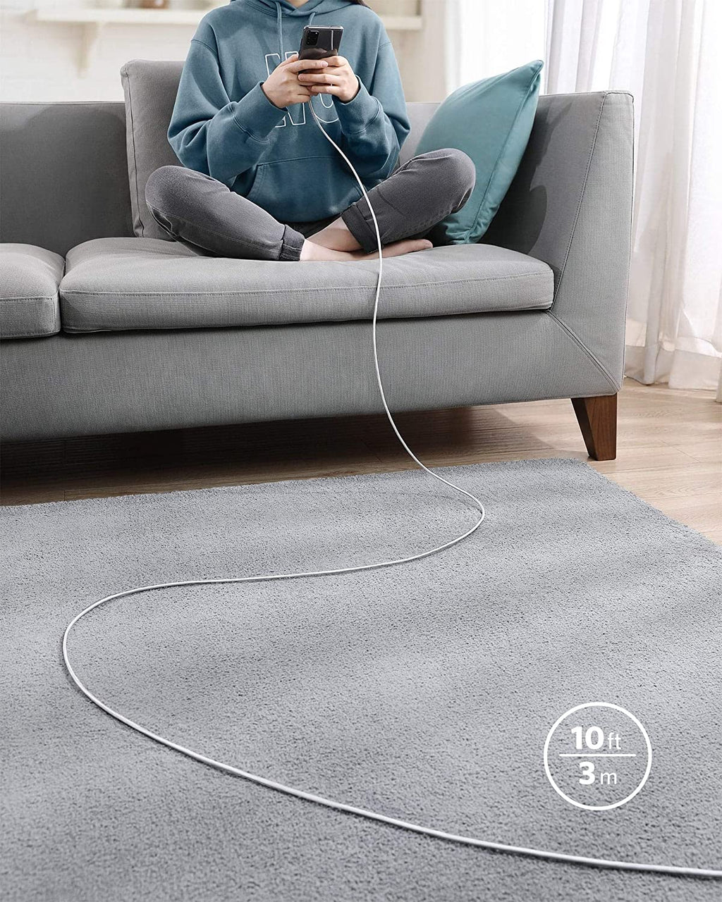 Anker long charging cable for comfortable couch use