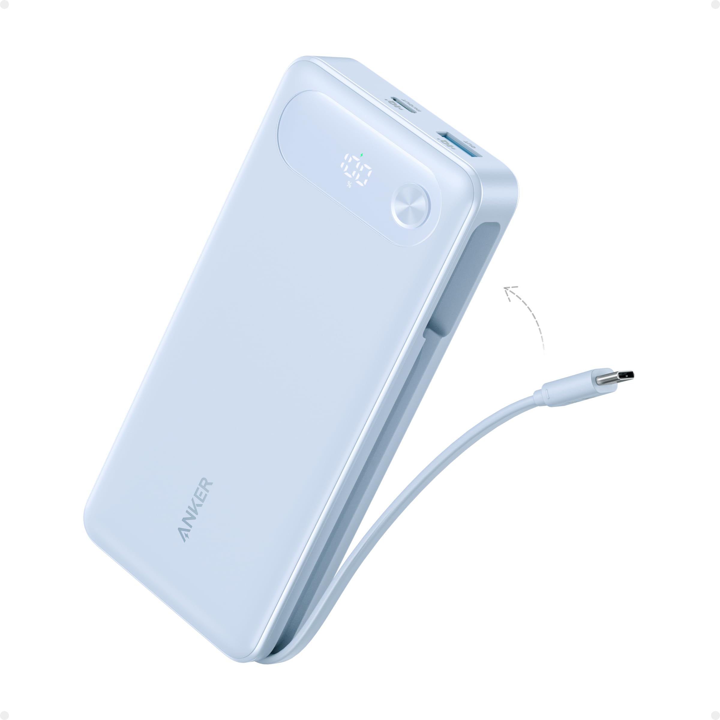 Power Bank (20K, 87W, Built-In USB-C Cable) | Customizable