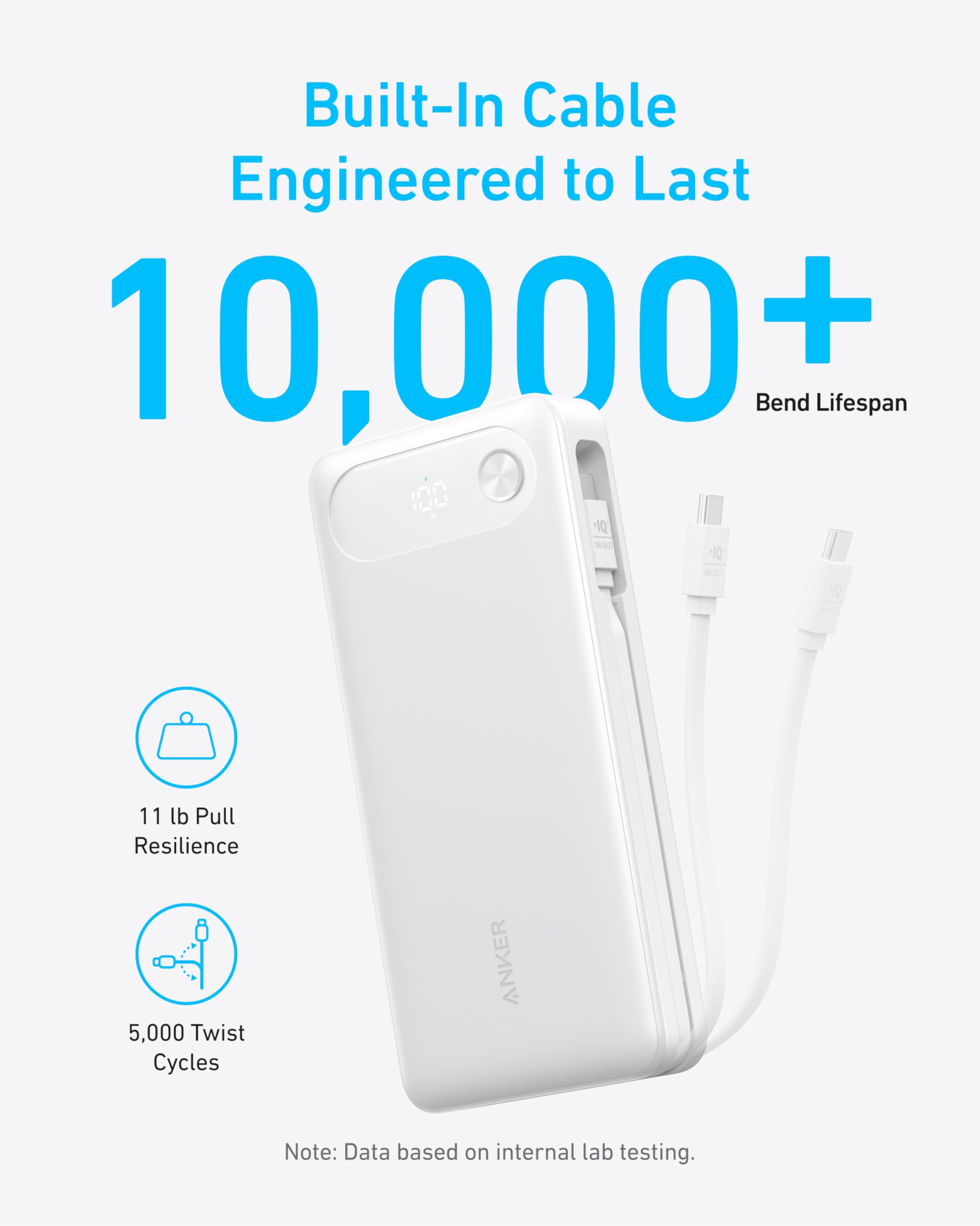 Anker with built-in cable engineered for 10000 bend lifespan