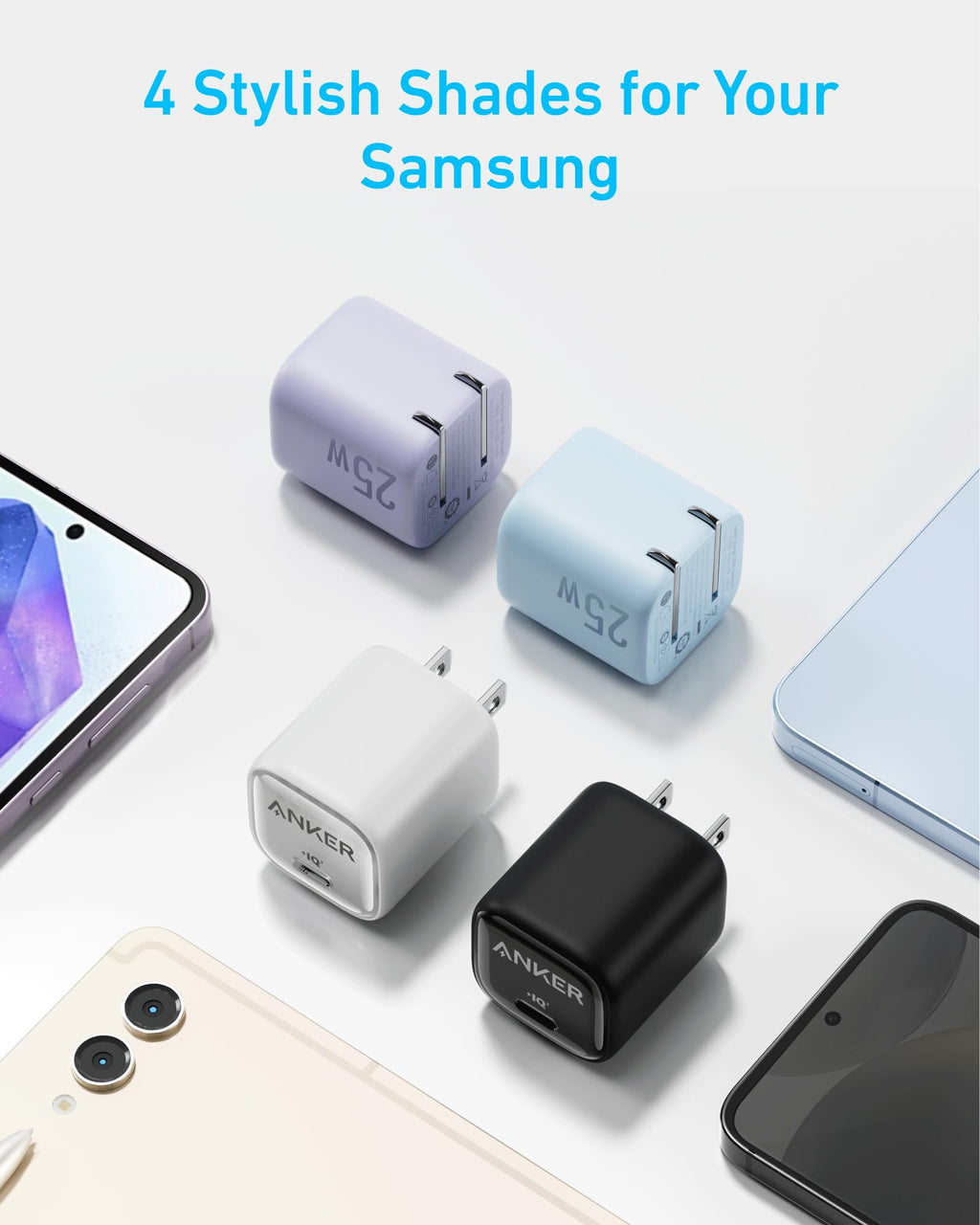 Anker charger with four stylish color choices for Samsung