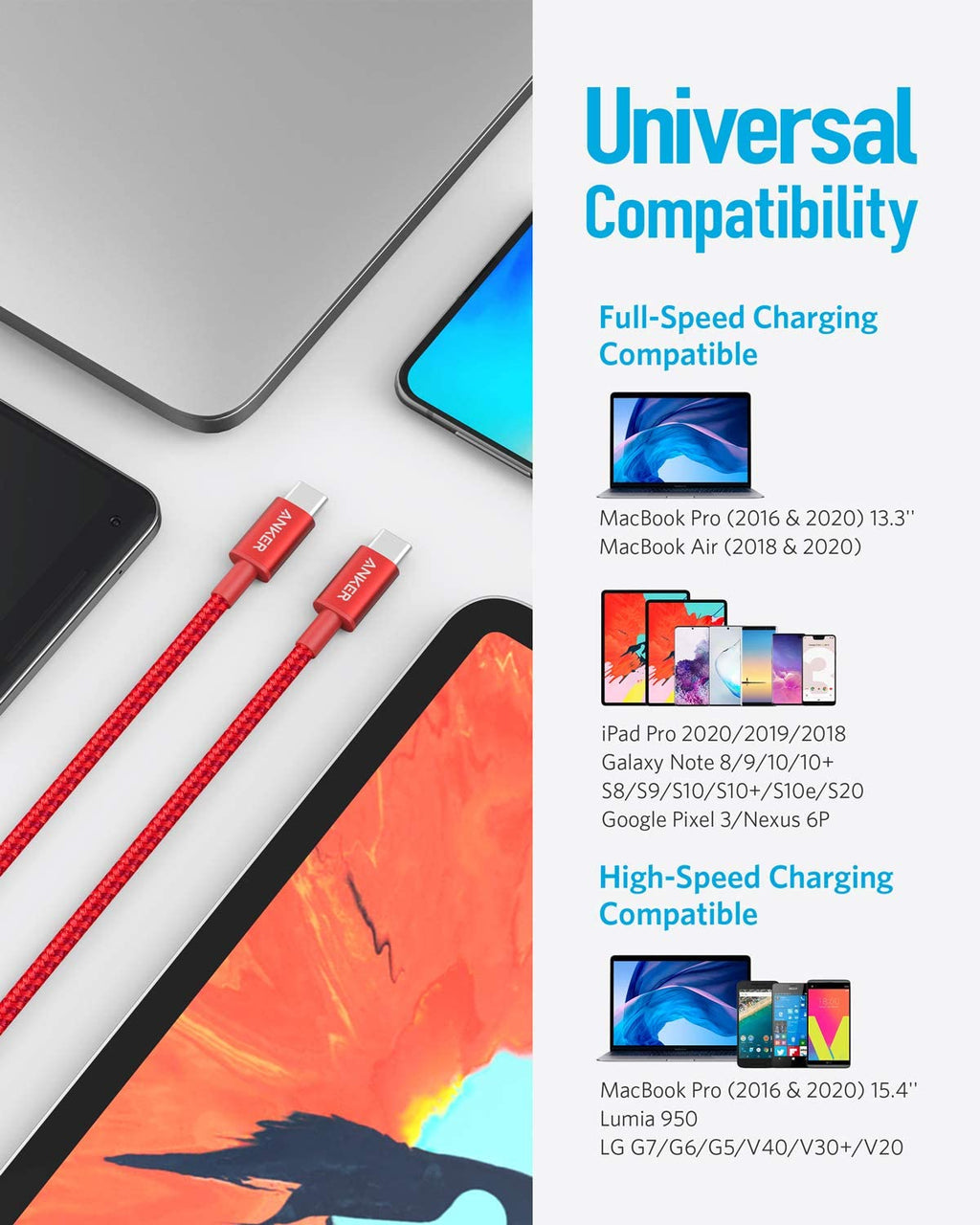Anker cable with universal compatibility for smartphones